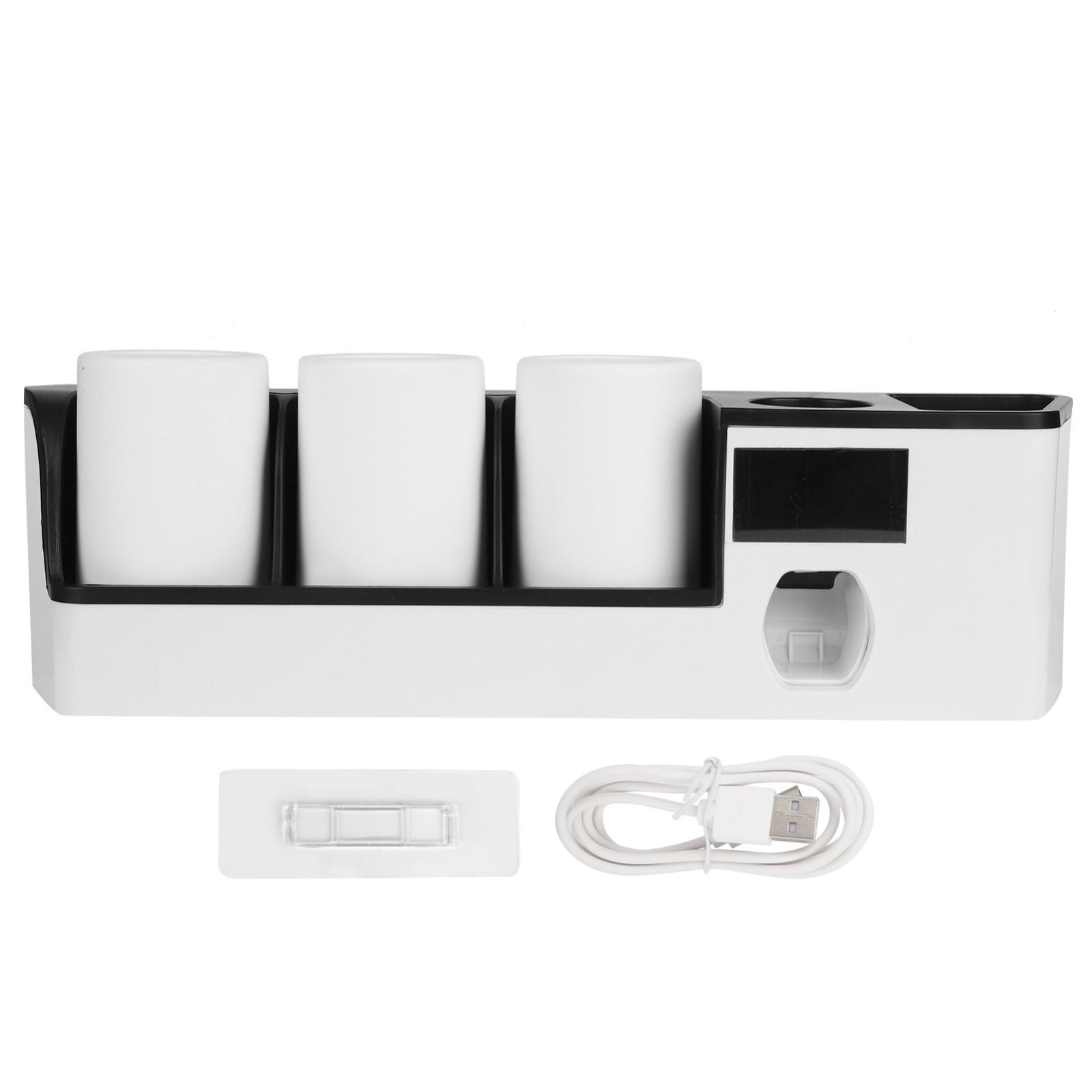 Portaspazzolino da parete con doppio dispenser automatico di