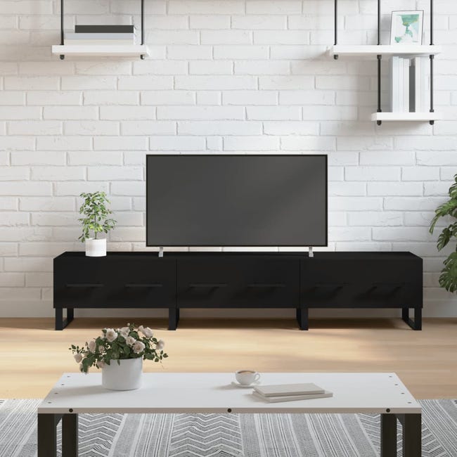 Mueble TV negro 150x36x30 cm de madera contrachapada