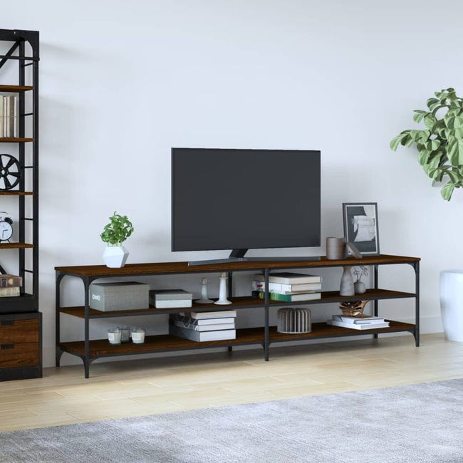 Mueble TV suspendido Laitila Aglomerado 140x32x30 cm roble rústico / blanco  [en.casa]