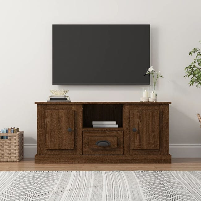 Mobile TV in rovere marrone 100x35,5x45 cm in derivati del legno