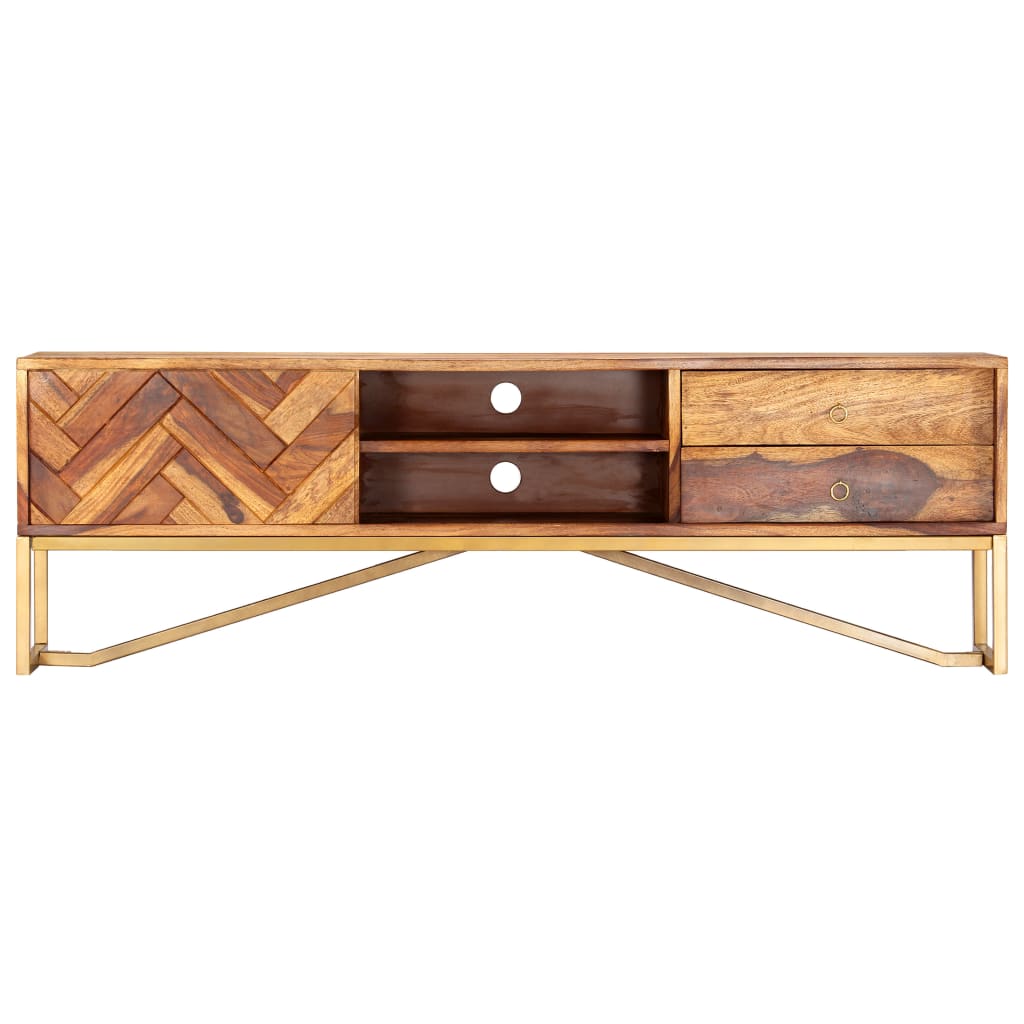 Meuble TV En Bois Massif De Sesham - 120x30x45 Cm - Marron - VidaXL