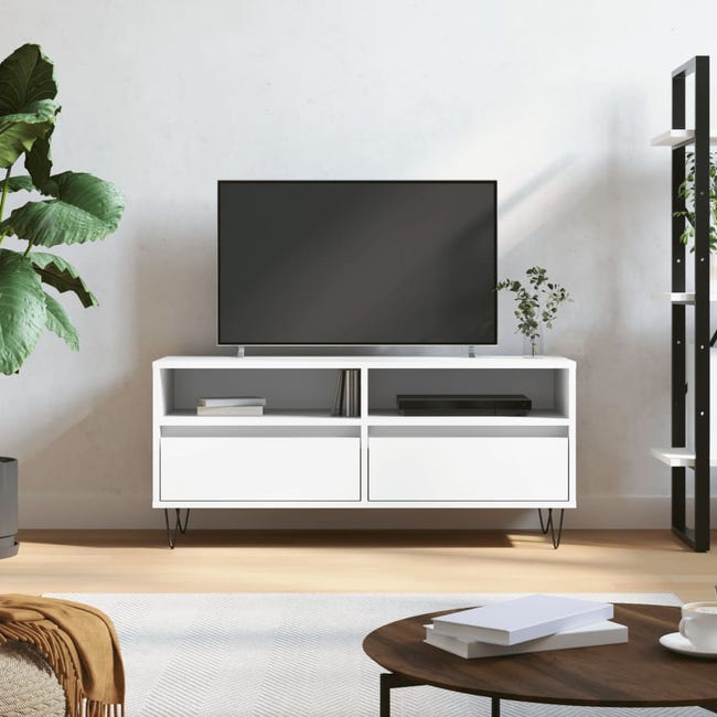 Mueble TV blanco 100x34,5x44,5 cm de madera contrachapada