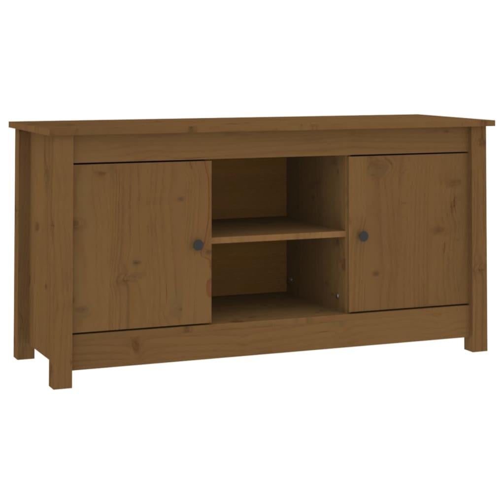 Meuble TV En Pin Massif – Teinte Miel – 140x35x40 Cm – Naturel Et Chaleureux