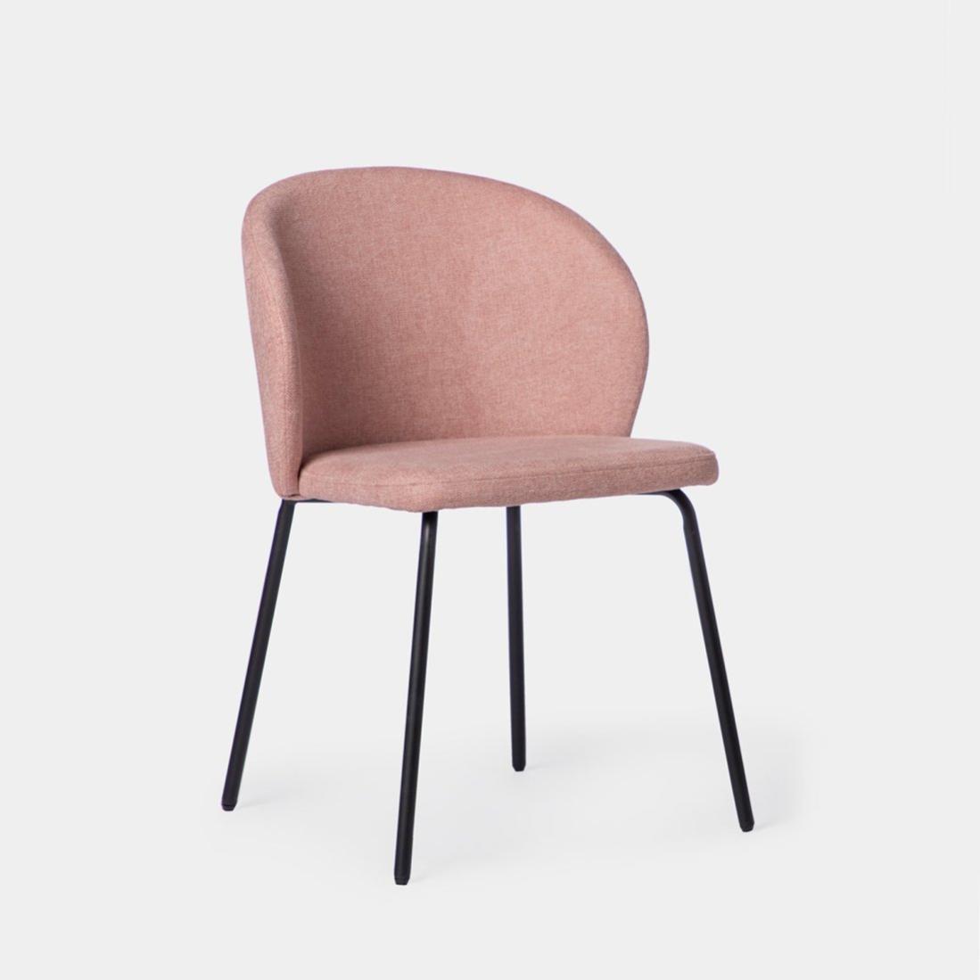 2 Chaises En Velours Rose Avec Pieds Métal - Dimensions 43x90x51 Cm - Pour Salon, Salle à Manger, Bureau - Charge Max 110 Kg