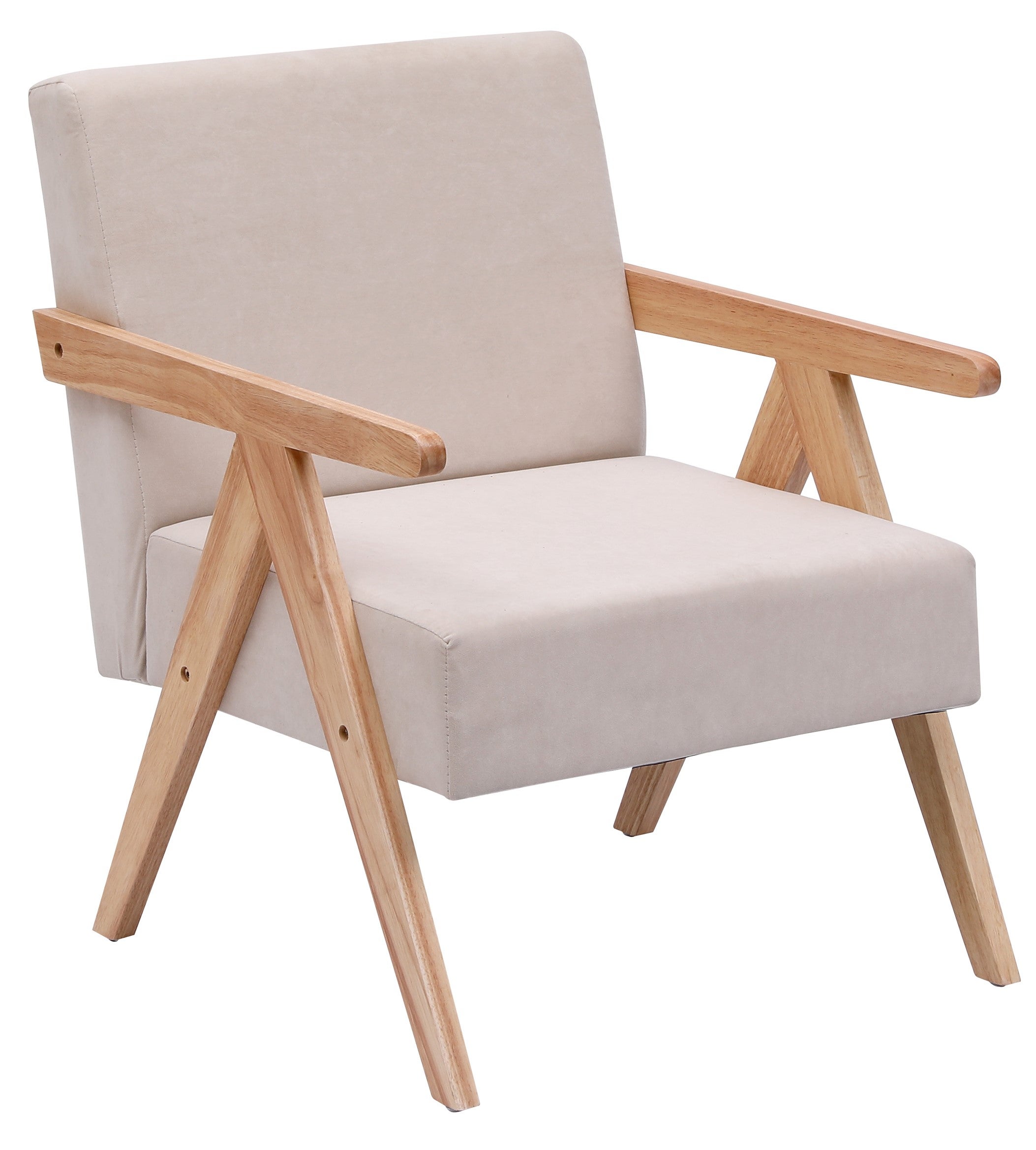 Nordlys Fauteuil De Salon Scandinave Avec Structure Bois Et Tissu Hevea Beige Leroy Merlin