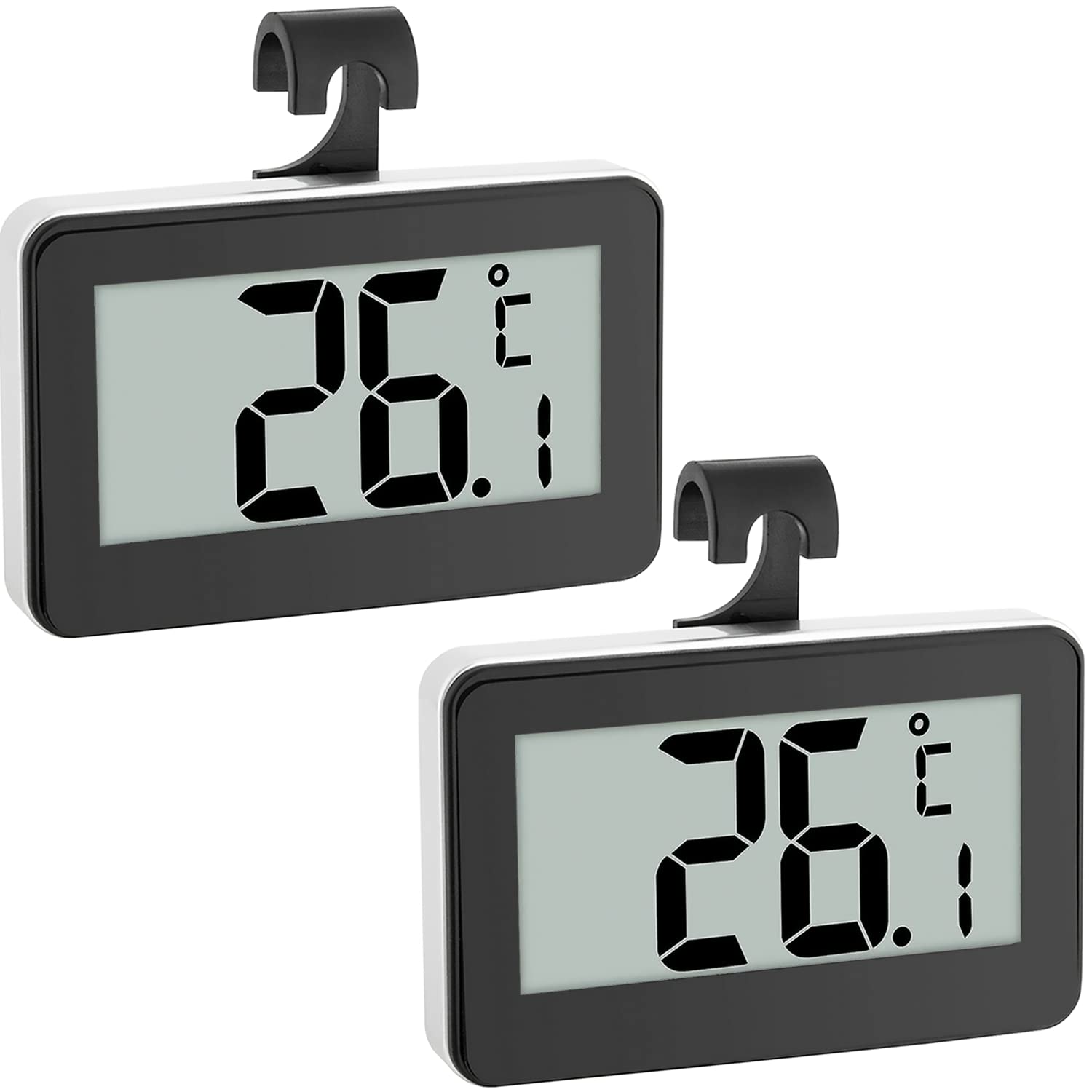 Thermomètre de réfrigérateur numérique, thermomètre de congélateur étanche  avec crochet, écran LCD facile à lire, fonction d'enregistrement max / min,  idéal pour la maison, restaurants A