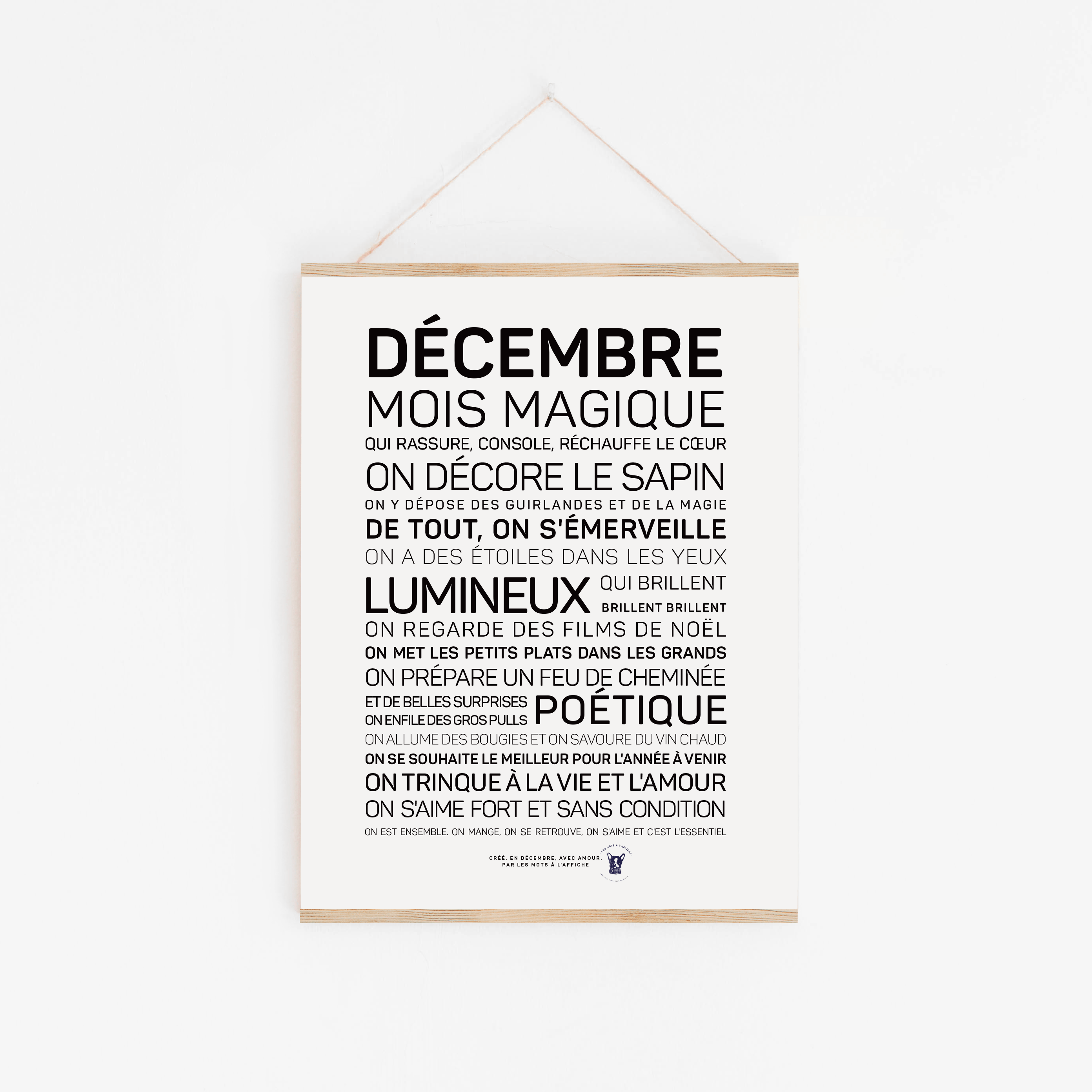 Affiche imprimée A2 "Décembre, mois magique" (Poster) 42 x 59.4 cm avec 