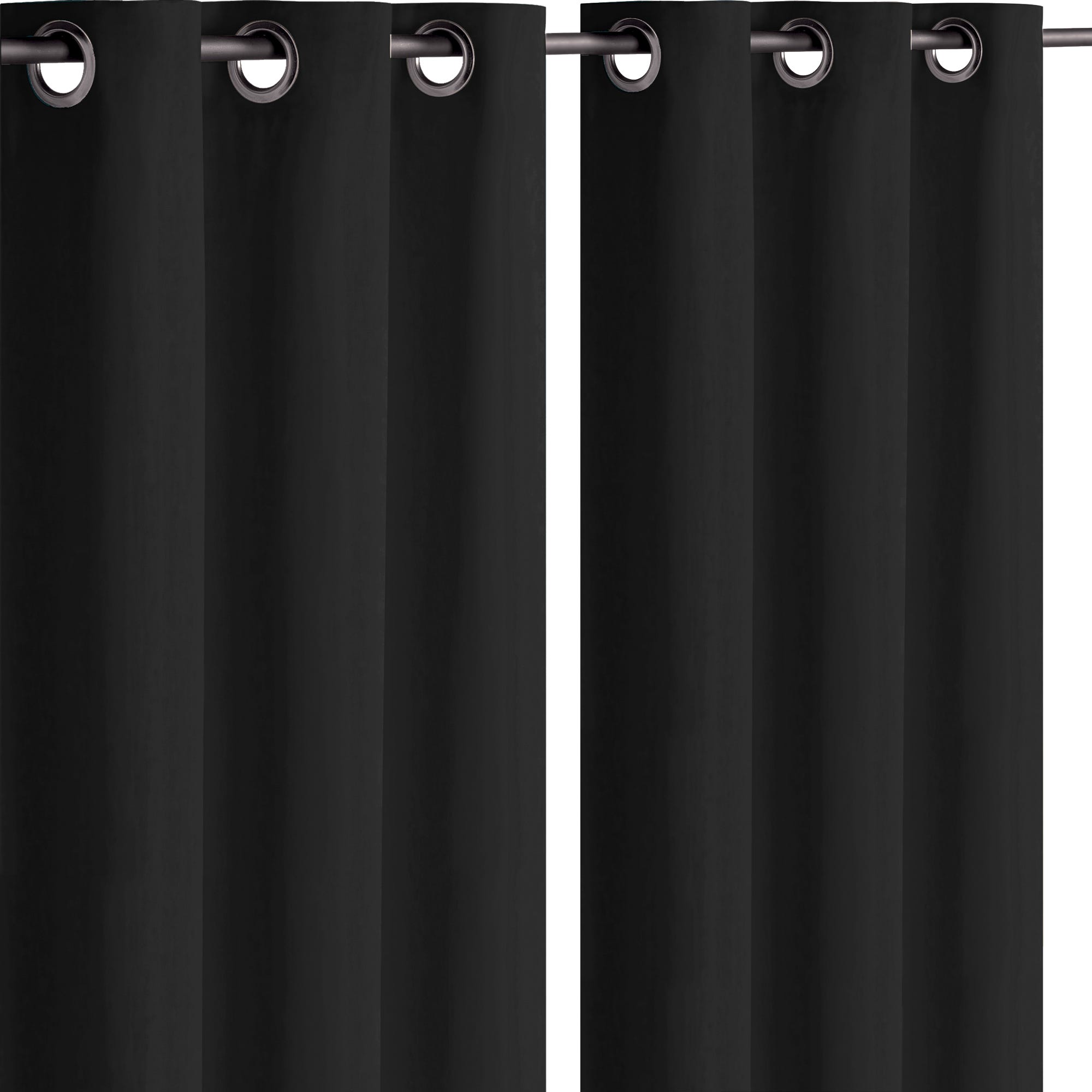 Lot de 2 rideaux occultant thermique noir 140 x 260 cm - Noir