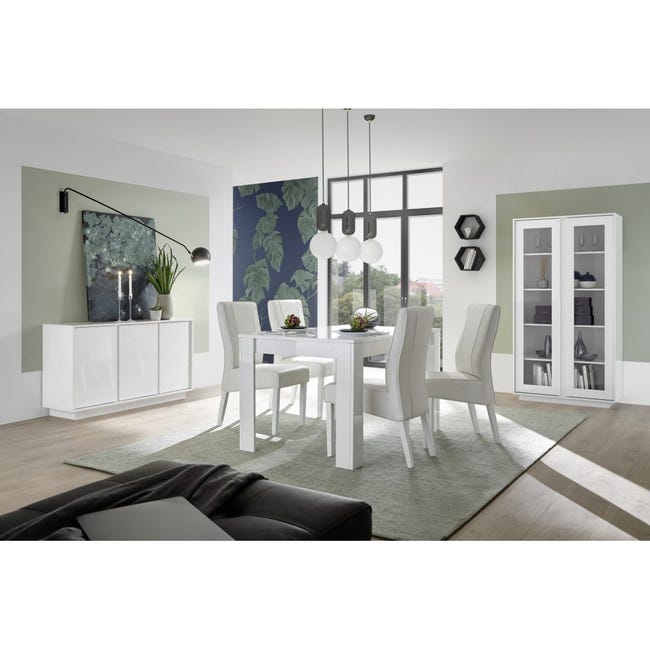 Table de cuisine extensible coloris chêne canadien / blanc artic - Hauteur  79 x longueur 67/134cm x