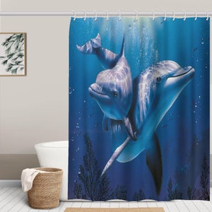 Rideaux de douche nautique motif chevrons et ancre, rideaux de douche étanches et anti moisissure en polyester, rideaux de salle de bain avec des crochets par Goodbath