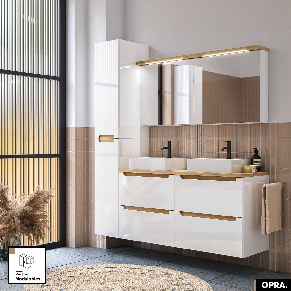 Mueble lavabo, OPRA, Blanco, 80 × 60 × 45