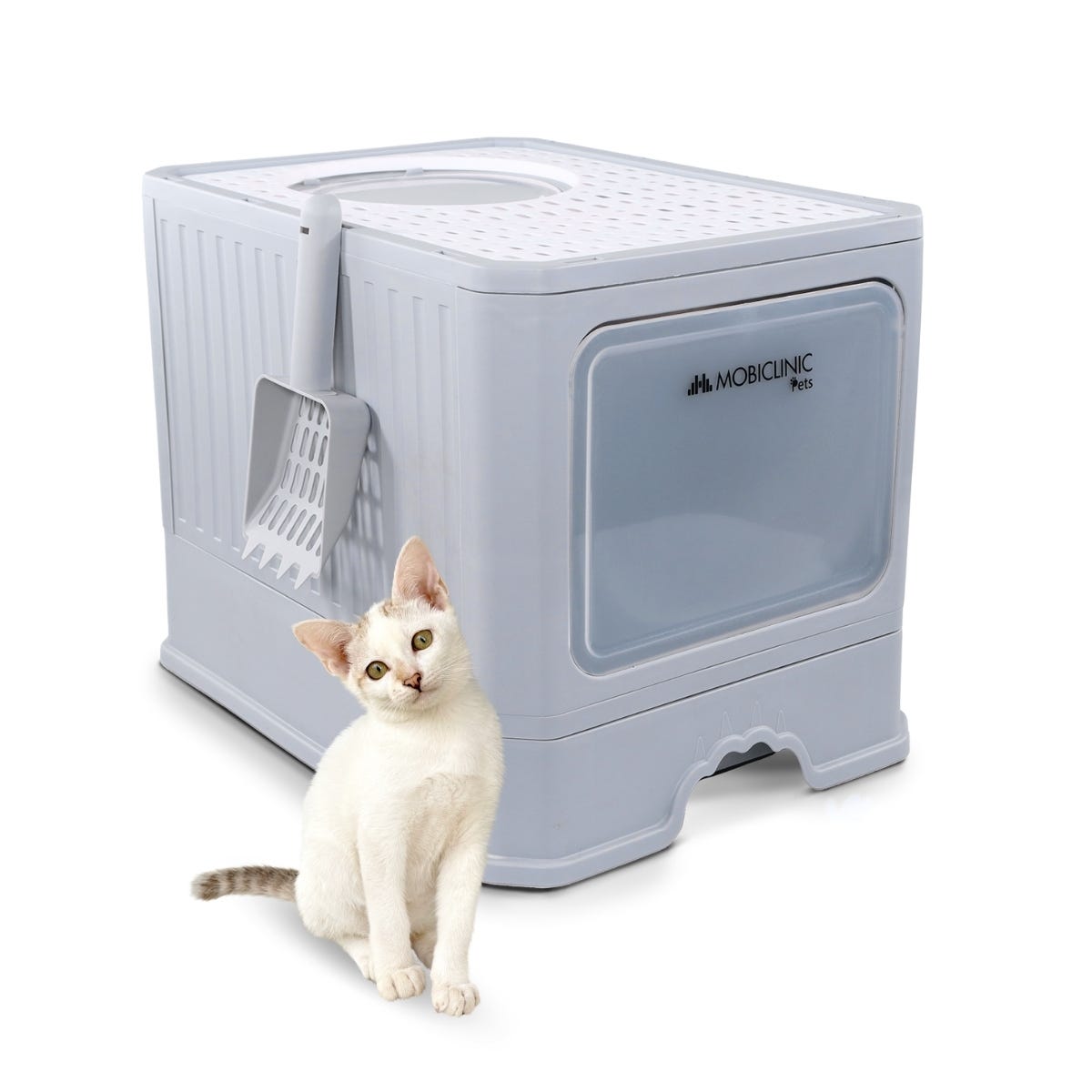 Toilette per gatti chiusa con spazzola Mobiclinic Grande capienza Vassoio  estensibile Stabile Confortevole CatBox