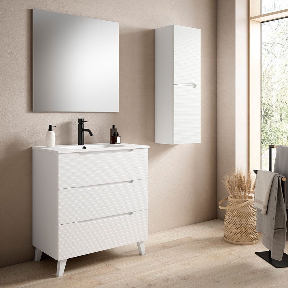 Mueble de baño con lavabo y espejo Sand blanco 100x45 cm
