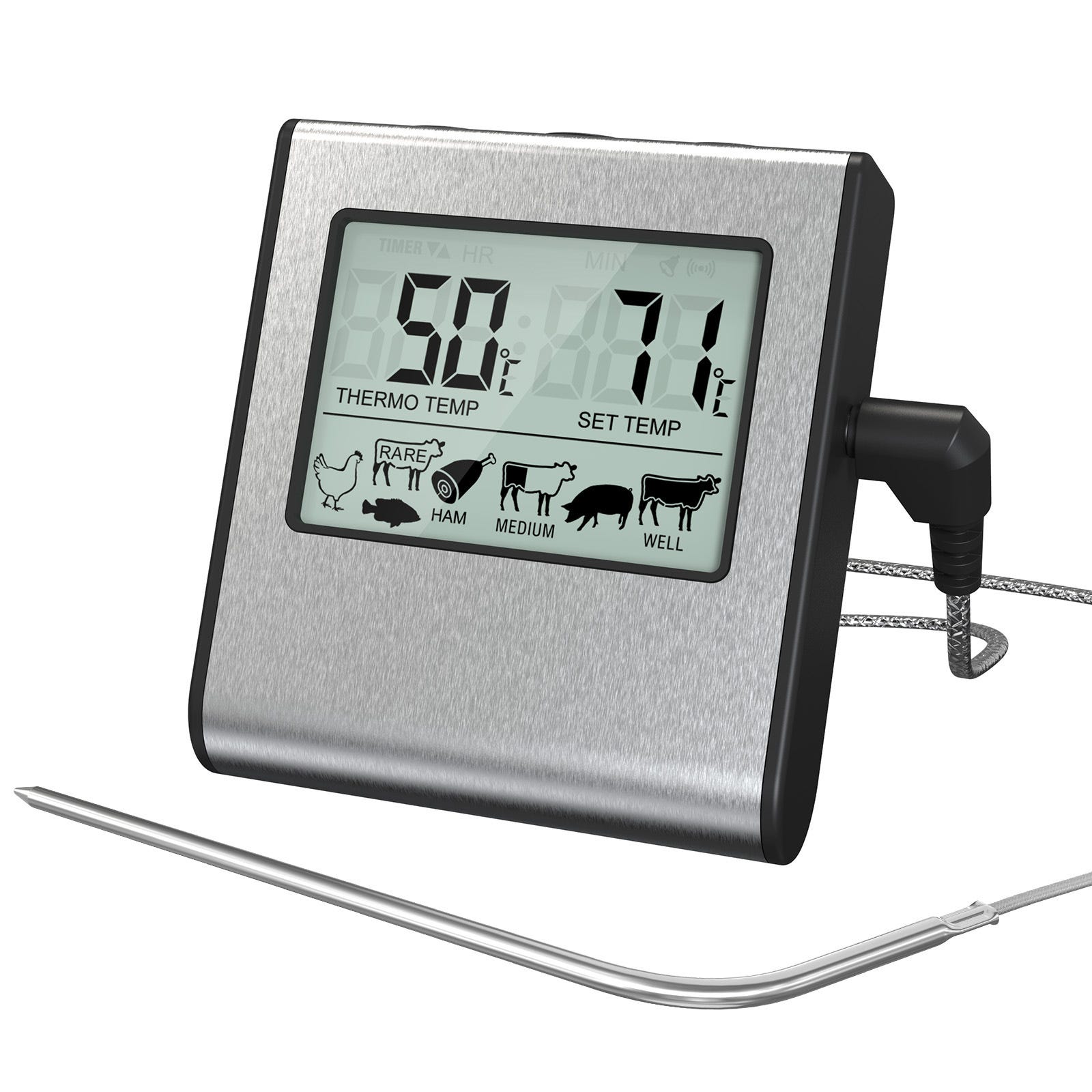 GOURMEO Thermomètre à Viande 2 en 1 - Indicateur en Acier Inoxydable pour  Four Électrique ou à Gaz - Pour Température Viande et dans le Four -  Affichage Analogique de 100 Degrés