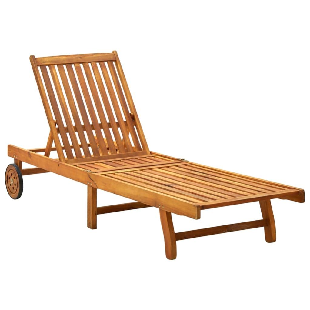 Chaise longue de jardin avec coussin Bois d'acacia solide 13 - 2