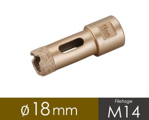 Fraise diamant à sec pour meuleuse M14 - D. 20 mm LU 50 mm