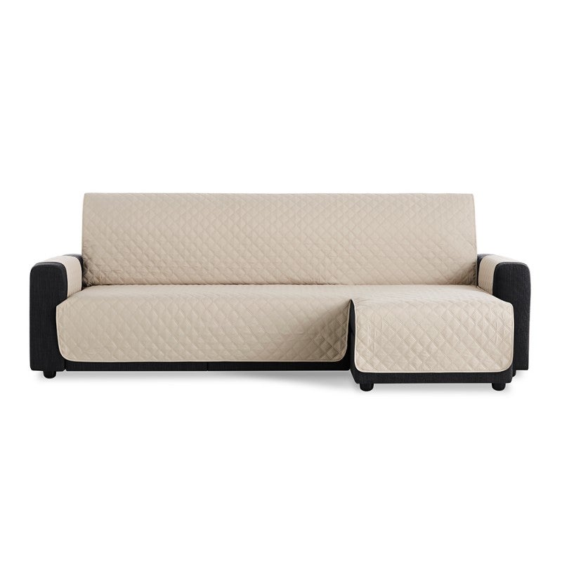 Maxifundas- cubre sofá chaise longue acolchado maui brazo derecho 280cm, beige. protector funda de sofá chaise longue