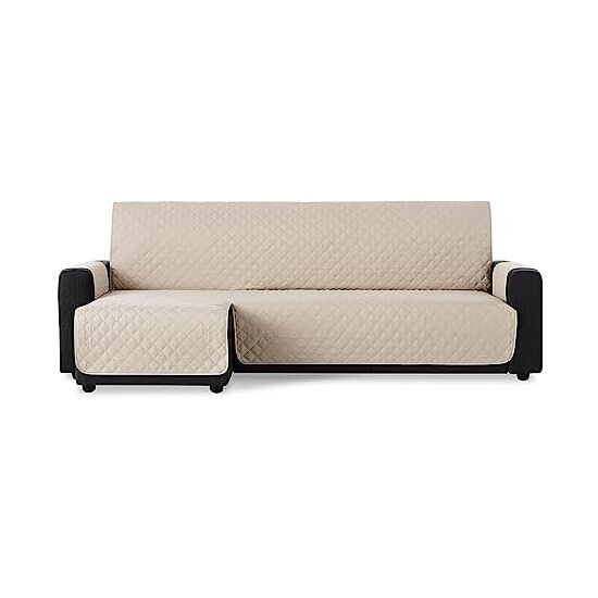 Maxifundas- cubre sofá chaise longue acolchado maui brazo izquierdo 220cm, beige. protector funda de sofá chaise longue