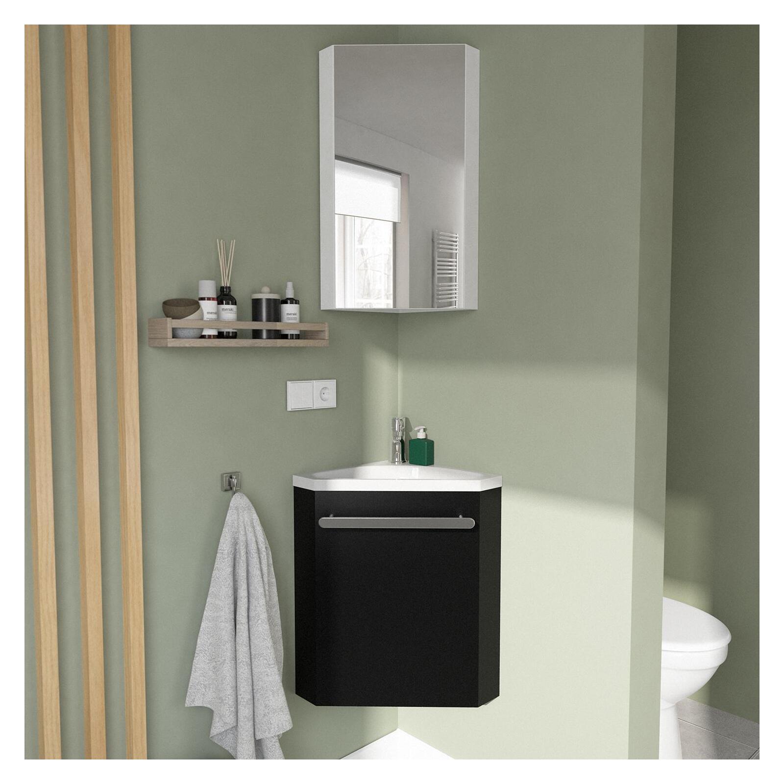 Lave-mains d'angle design bois et noir  Lavabo d angle, Meuble lave main  wc, Petit lavabo