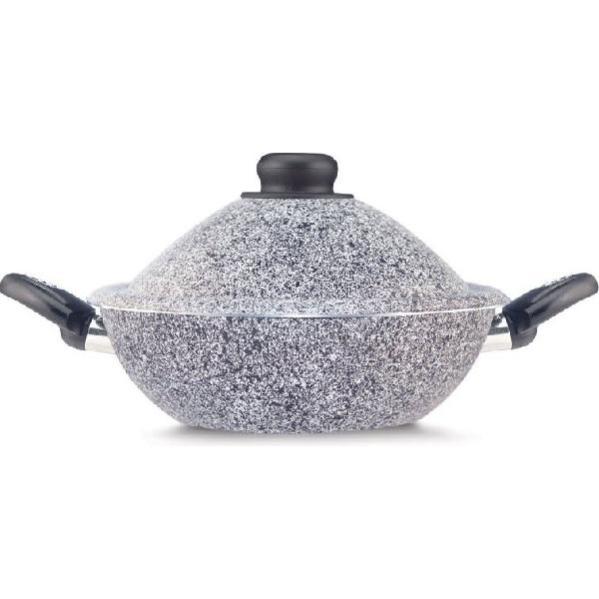 Piastra Tonda Alluminio 11″ – Rivestimento Marmo Antiaderente – Per Gas