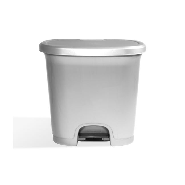 Cubo de basura blanco con pedal con tapa silenciosa 20 litros 29X45h cm