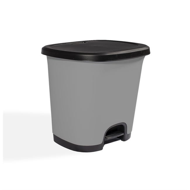 Curver Cubo decorativo de resina de 50 litros, perfecto para uso doméstico  en interiores, para eliminación de basura, negro/plateado