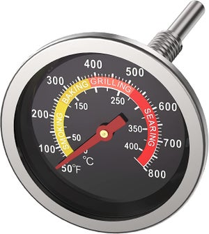 Thermometre four,thermomètre en acier inoxydable de 2.5 pouces, thermomètre  bimétallique pour four à barbecue, 0 à 120 ° C, étanche IP55. précision de