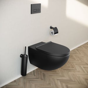 WC Suspendu Ovale avec Abattant Céramique Blanc - 49x36 cm - Cort