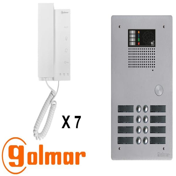 Golmar - Kit interphone audio collectif BUS 2 fils G2P 7 appels