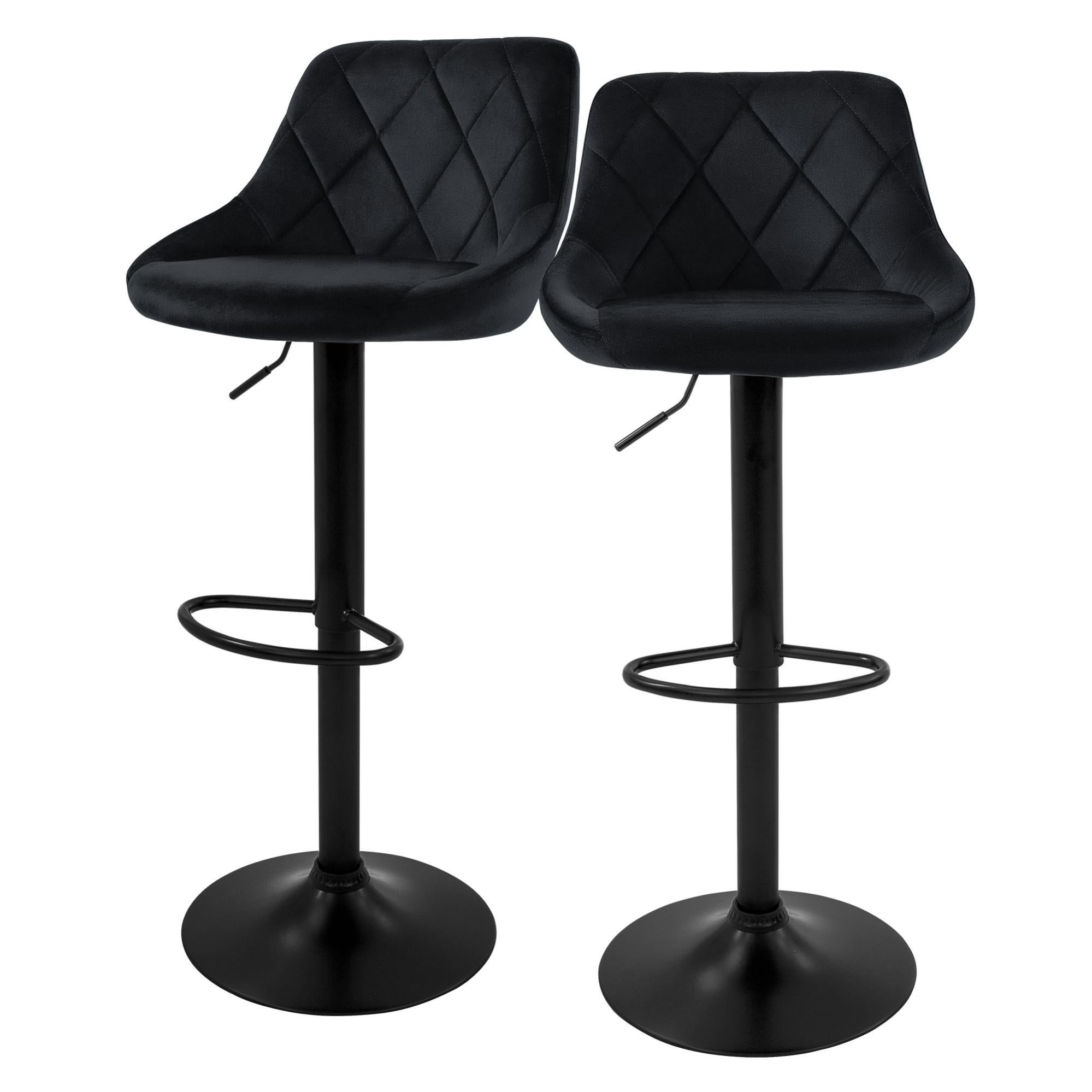 2 Tabourets De Bar Pivotants Réglables En Hauteur - Velours Beige, Structure Chromée - Hauteur Siège 60-82 Cm