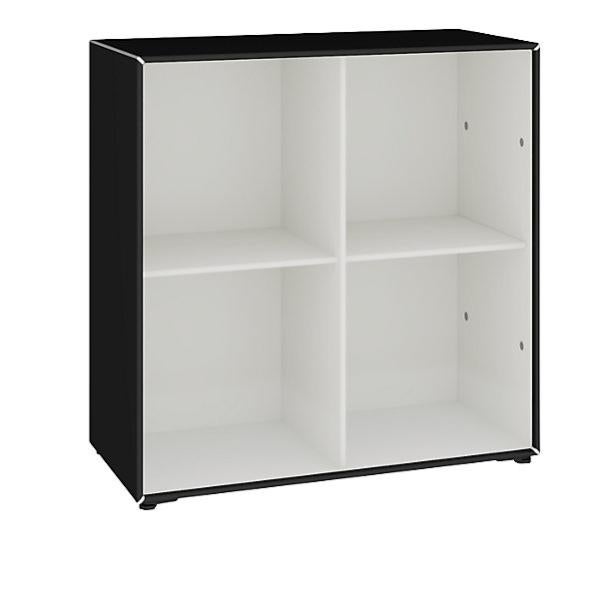 Libreria a 6 cubi, 3 ripiani, con 3 cesti in tessuto pieghevoli rimovibili e 2 protezioni antiribaltamento, 90 x 40 x 105 cm (bianco) | Leroy Merlin