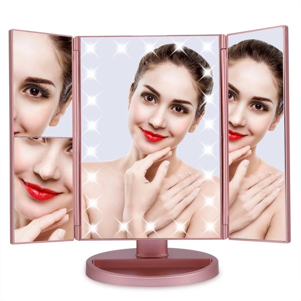 USB Objectif 10x Miroir de maquillage LED avec lumière, miroir de