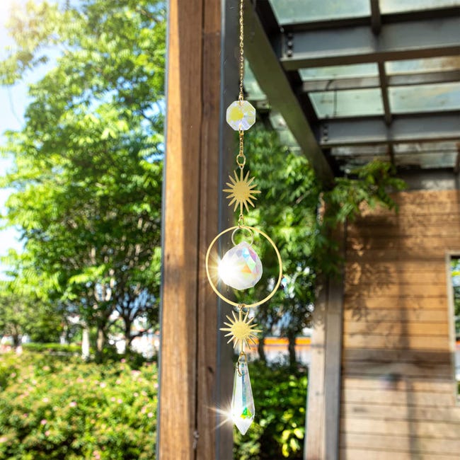 Cristal Attrape-soleil Soleil Et Lune Pendentif Maison Fentre Suspendus  Ornement Jardin Dcor Vent Carillon