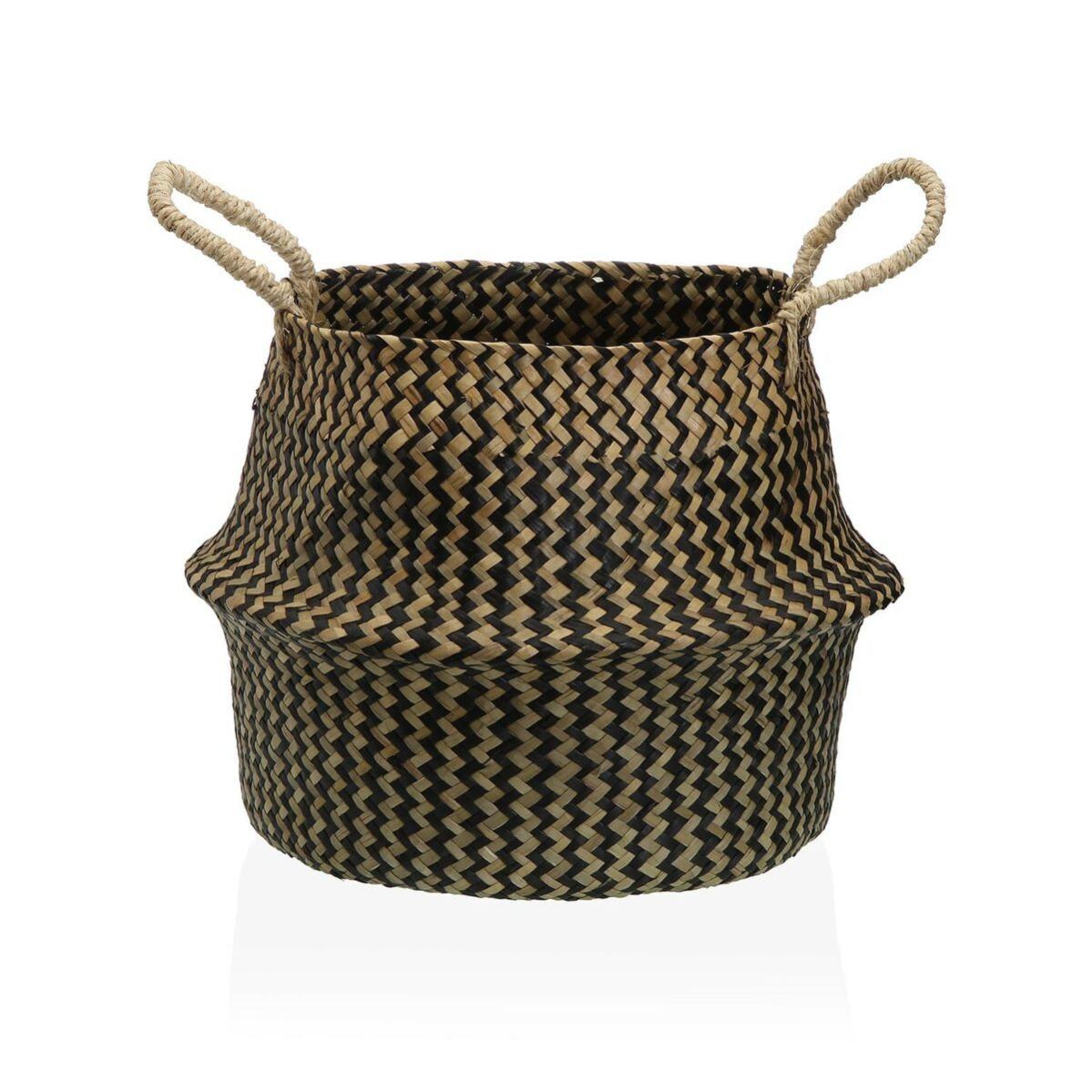 Panier Métal Noir Avec Base Bois - 25x10x7,5 Cm, Rangement Déco Pour Salle De Bain, Cuisine, Bureau