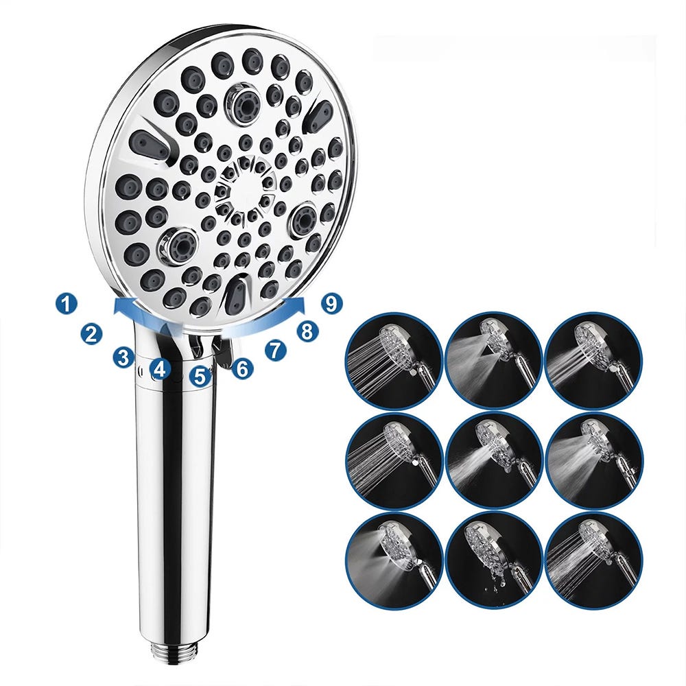 Pommeau de douche à main à 9 modes, peut être utilisé pour le bain, avec  fonction de pulvérisation, pomme de douche multifonctionnelle, peut filtrer