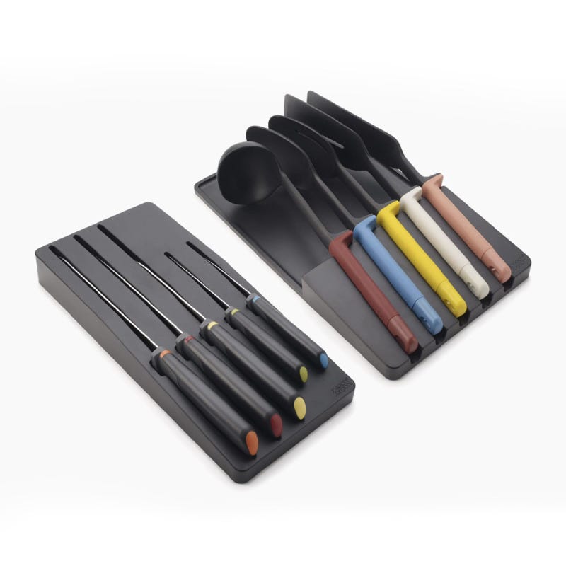 Joseph Joseph Elevateâ„¢ Conjunto de 5 cuchillos + 5 utensilios de cocina  con almacenamiento, negro (10566)