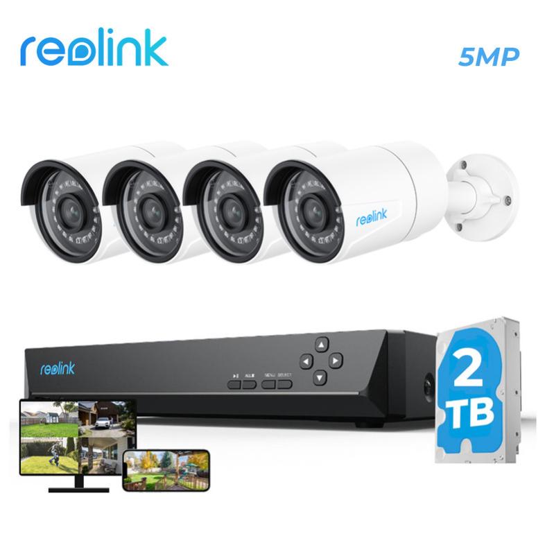 Caméra de Sécurité Reolink 4 5MP Caméras à Balles et 1 RLN8410 NVR à 8
