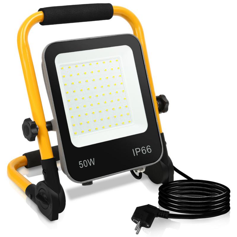 2 Faretti LED Esterni 100W IP66 6500K Bianco Freddo, Con Angolo 140°, Dissipatore Alettato, Supporto Regolabile, Per Giardino, Garage, Parcheggio E Magazzino