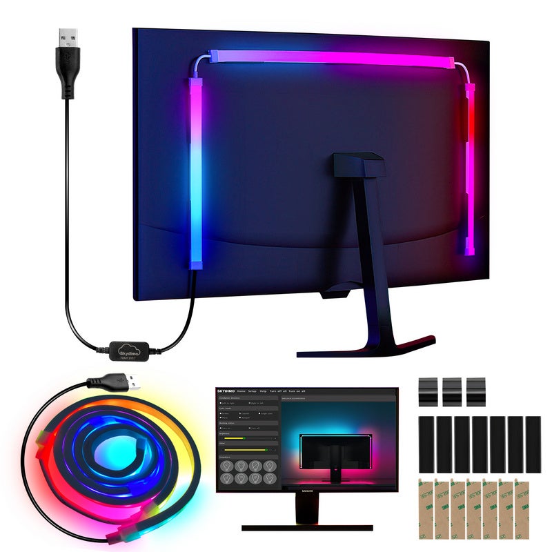 Randaco Bande LED pour bureau de jeu Bande LED RGBIC pour écran PC