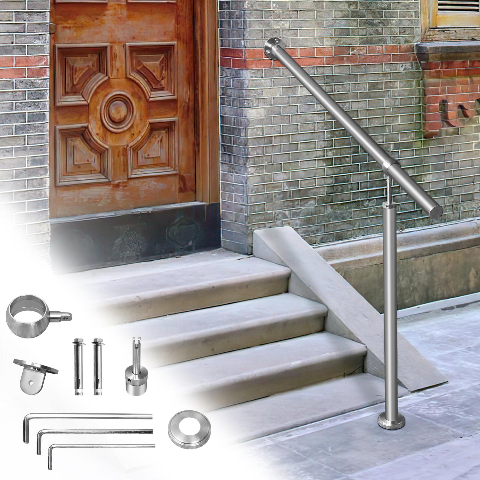 Ringhiera Per Scale In Acciaio Inox - Corrimano Regolabile 150 Cm, 5 Barre, Per Interno Ed Esterno, Facile Montaggio