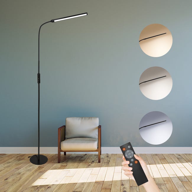 E27 Ampoule LED Lampadaire sur Pied Salon avec Télécommande