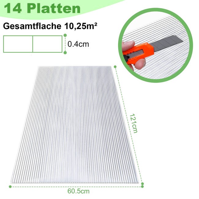 Plaque de polycarbonate creux 10,25 m² Plaques à double paroi 4mm