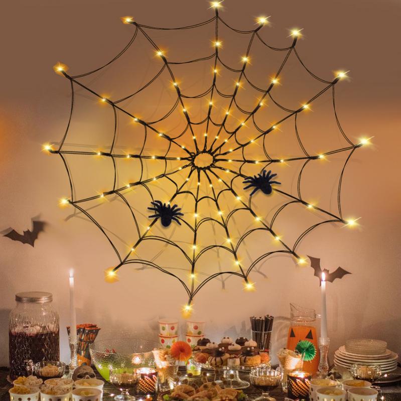 2 Pcs Geante Toile Araignée Decoration Halloween Exterieur Décoration