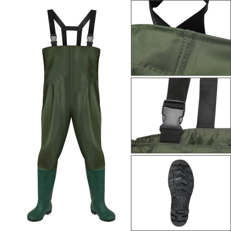 Generisch 2025 - Waders Pour Enfants, Garçons Et Filles, Cuissardes De Pêche Avec Poche Pour Tout-petits, Imperméables, Pantalon De Chasse Et De Pêche Avec Bottes Pour Bébé Ensemble Grenouillère, Kaki