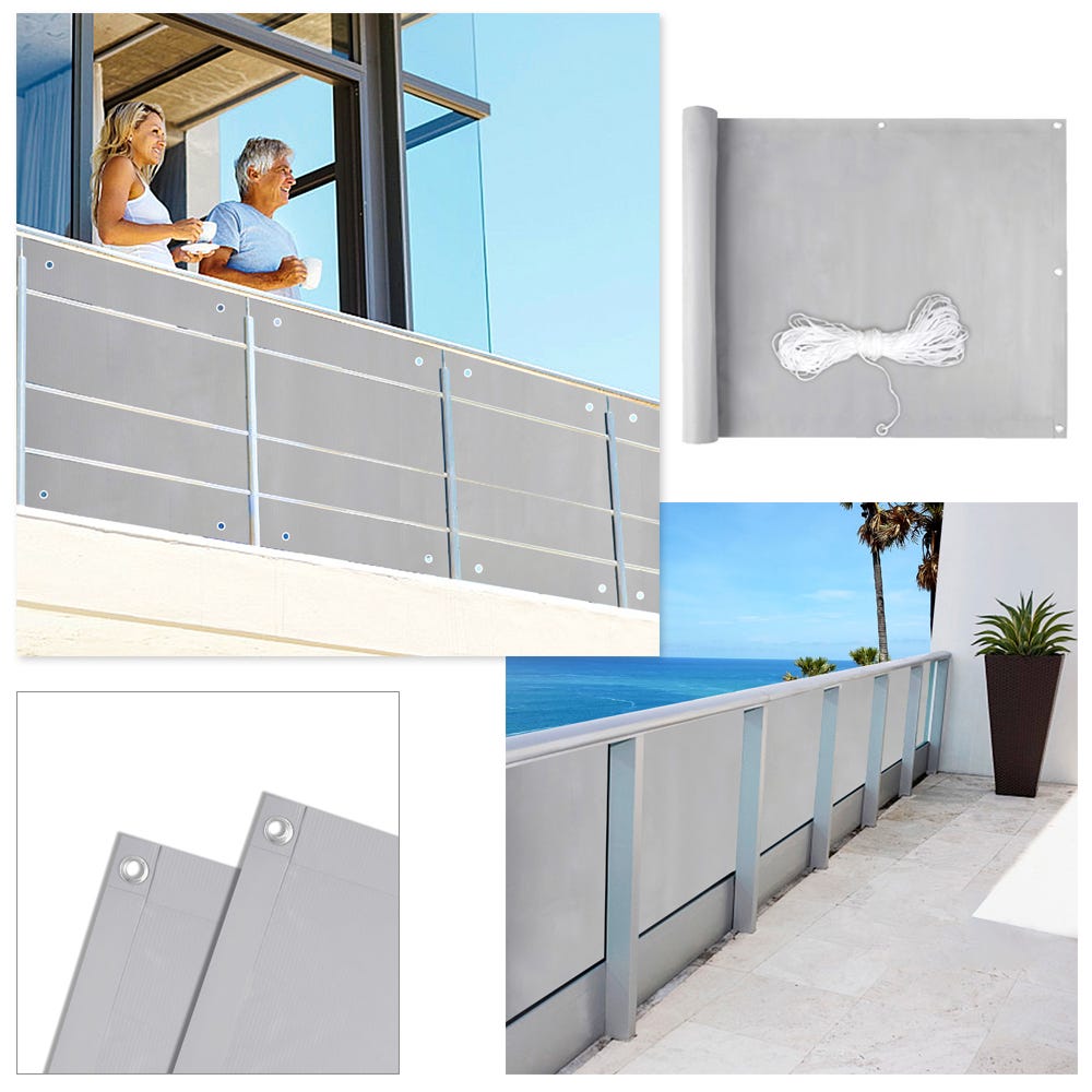 Brise vue pour balcon PVC Renforcé 600x90cm Gris
