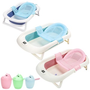 Baignoire bébé pliable portable écoulement d'eau pieds antidérapant  80x46x24 cm