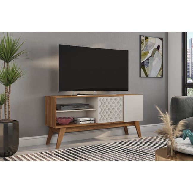 Mueble de TV en módulo con estantes y panel para comedor fabricado con  melamina en color