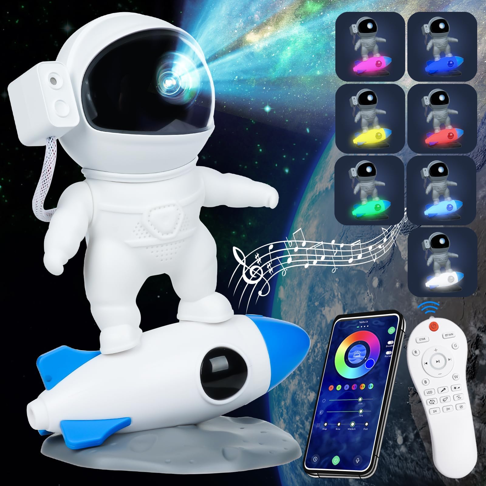 Projecteur de galaxie d'astronaute, veilleuse d'étoile, haut-parleur  Bluetooth, lumière de galaxie avec bruit blanc et télécommande, cadeaux de  noël
