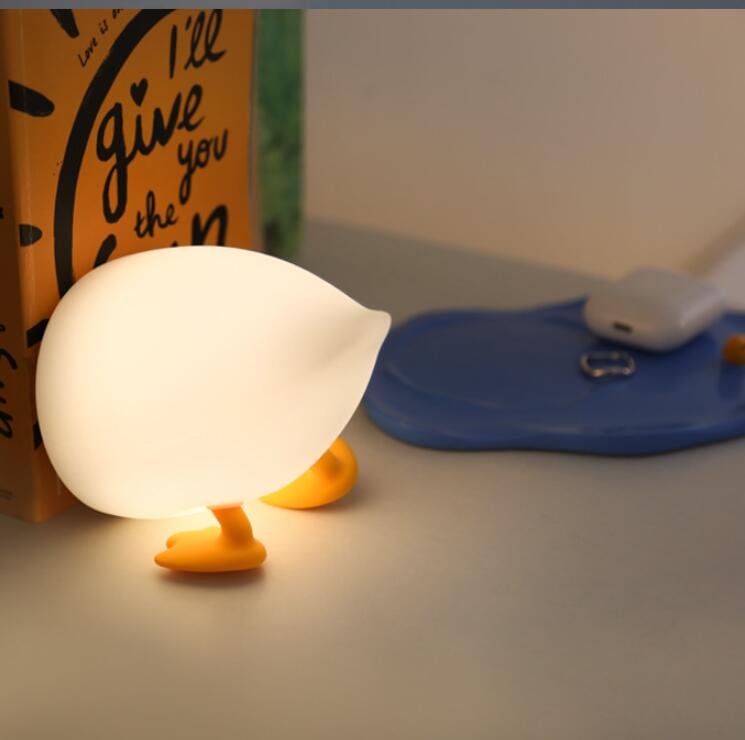 Petite veilleuse Led en forme de canard mignon, lampe de chevet  Rechargeable par USB, Portable, commande tactile, veilleuse pour pépinière