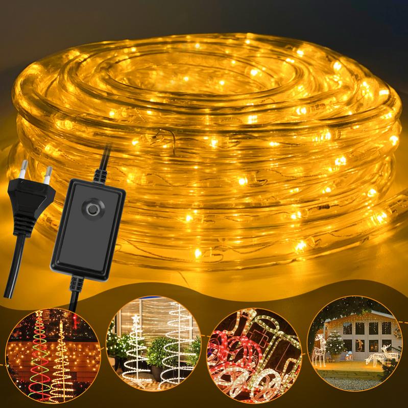 Guirlande Lumineuse LED Tube 30m - 1080 LED IP65 - Blanc Chaud - Pour Extérieur Et Intérieur